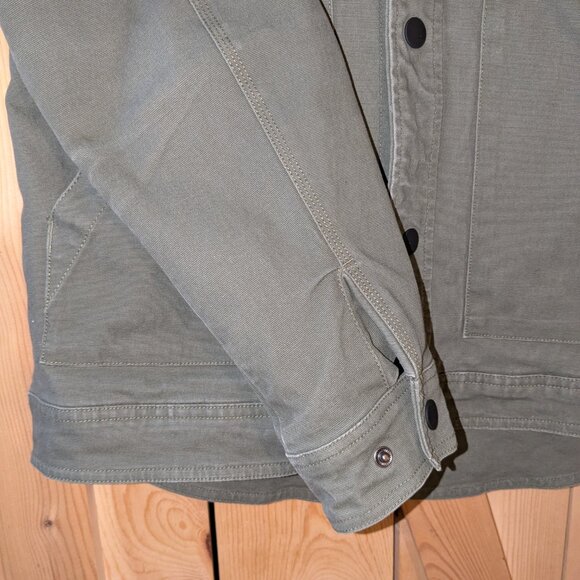 Off The Grid Torch Canvas Jacket Mens Medium Army Green Flannel Lined Snap Close - Picture 6 of 14